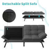 MUUEGM 71" Futon Sofa Bed with Memory Foam,Futon Couch with Adjust Backrest and Armrest, Couches Bed for Living Room,Studios, Apartments, Dormitories, Offices and Game Rooms. Dark Gray Sofa Bed MUUEGM
