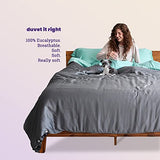 Sheets & Giggles 100% Eucalyptus Lyocell Duvet Cover - All-Season Soft, Cool & Cozy with Easy-to-Fasten Ties & Buttons - Down Alternative & Zero Static- Queen Grey Sheets & Giggles
