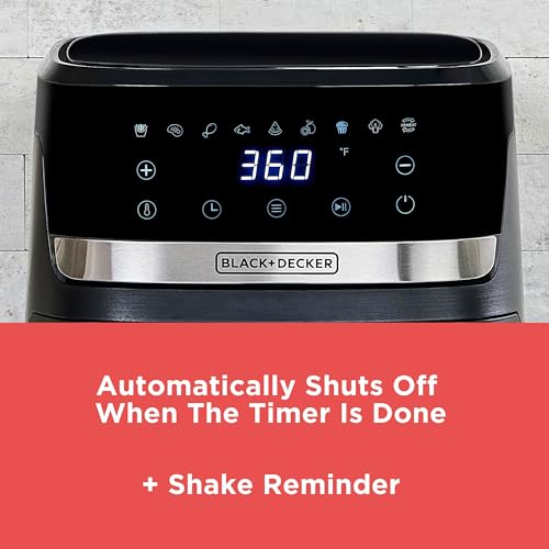 BLACK+DECKER Purifry 4QT Air Fryer, Crispy Deep Fried Taste without the Fat, Plus Bake, Dehydrate, and Keep Food Warm, Digital Touchscreen and Auto Shut-Off BLACK+DECKER