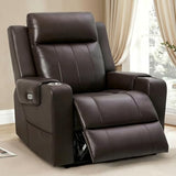 FLEXISPOT Truffle Genuine Leather Power Recliner w/ 1.2" Wall-Hugger Clearance, Electric Zero-Wall RV Recliner w/Adjustable Headrest, Massage & Heat, Home Theater Sofa, FSC-Certified, Chocolate