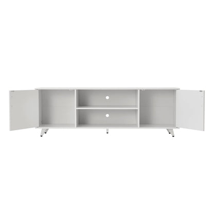 Panana TV Stand Television Stands TV Console Unit with Shelf and 2 Doors Storage Cabinets for Living Room Bedroom for TVs up to 70 Inches (White,62.99 inches)