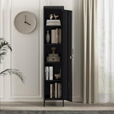 Manhattan Comfort Naomi 72.8'' Tall Storage Cabinet, Single Metal Locker with Lock, Adjustable Shelves, Vented Door & Floor Protectors, Modern Garage & Office Organizer, Black Manhattan Comfort