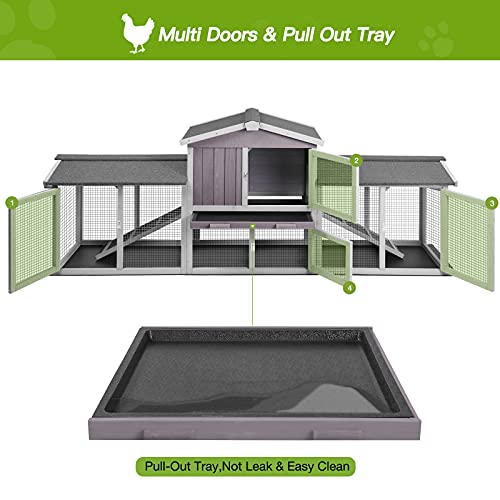 Rabbit Hutch Indoor Outdoor Bunny Cage with Large Run,Chicken Coop Wooden Small Animal House Upgrade with Bottom PVC Layer,Waterproof Roof - WoodArtSupply