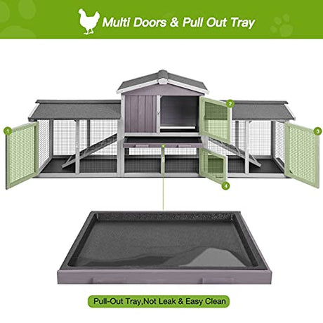 Rabbit Hutch Indoor Outdoor Bunny Cage with Large Run,Chicken Coop Wooden Small Animal House Upgrade with Bottom PVC Layer,Waterproof Roof GUTINNEEN