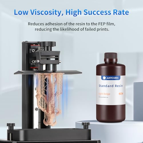 ANYCUBIC 3D Printer Resin, 405nm SLA UV-Curing Resin with High Precision and Quick Curing & Excellent Fluidity for LCD 3D Printing (Light Beige, 1kg)