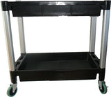 MaxWorks 80384 Black and Gray Two-Tray Service/Utility Cart With Aluminum Legs And 4" Diameter Swivel Castors MaxWorks