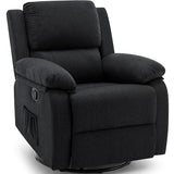 Korser Recliner Chair, 360 Swivel Rocker Chair for Adults, Small Rocking Recliner for Small Spaces, Upholstered Fabric Glider Recliner Nursery (Swivel Rocker Recliner, Charcoal Black)