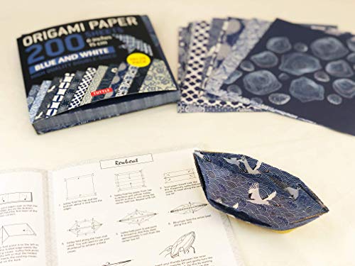 Origami Paper 200 sheets Blue and White Patterns 6" (15 cm): Double Sided Origami Sheets Printed with 12 Different Designs (Instructions for 6 Projects Included) - WoodArtSupply