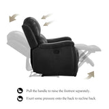 CANMOV Manual Recliner Chair, Classic Faux Leather Recliner Chair with Overstuffed Arms and Back, Manual Single Sofa with Concealed Cup Holders, Black