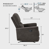 Lexicon Manual Rocker Recliner Chair, Polished Microfiber Manual Reclining Chair with Overstuffed Backrest, Comfy Nursery Recliner for Living Room/Office/Bedroom/Apartment, Easy Assembly, Chocolate