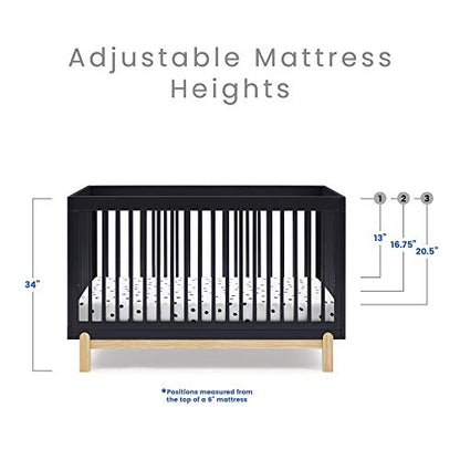 Delta Children Poppy 4-in-1 Convertible Crib, Midnight Grey/Natural