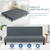 MAXIJIN Waterproof Futon Cover Full Size Washable Armless Sofa Bed Couch Cover Stretch Jacquard Futon Slipcovers Furniture Protector with Non-Slip Elastic Bottom (67"-82", Dark Gray) MAXIJIN