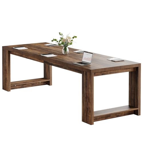 Tribesigns 7 ft Conference Table for 6 to 8 People, Modern Rectangle Meeting Room Desk for Boardroom, Home Office (Dark Brown) Tribesigns