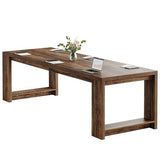 Tribesigns 7 ft Conference Table for 6 to 8 People, Modern Rectangle Meeting Room Desk for Boardroom, Home Office (Dark Brown) Tribesigns
