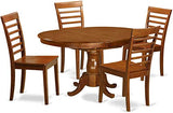 East West Furniture POML5-SBR-W 5 Piece Modern Set Includes an Oval Wooden Table with Butterfly Leaf and 4 Dining Room Chairs, 42x60 Inch East West Furniture