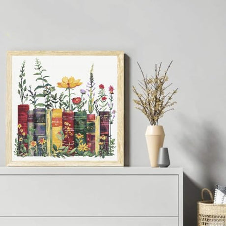 KYOQFVN Stamped Cross Stitch Kits - Flower Embroidery Starter Kit for Adult Beginners, 11CT Needlepoint Cross-Stitch Patterns Dimensions Kit Arts and Crafts 14×14inch KYOQFVN