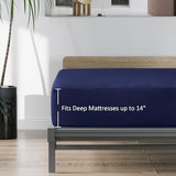 Twin Fitted Sheets 2 Pack Only, Mattress Up to 14 Inches Deep Pocket, Ultra Soft and Breathable Twin Bed Sheets, Long Lasting Single Fitted Sheets, Navy Moonsea