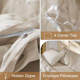 SONORO KATE 100% French Linen Duvet Cover Queen Size, Soft Breathable for Hot Sleepers, Moisture Wicking & Durable Cover Set - Zipper Closure & 4 Corner Ties Duvet Covers 3 Piece (Linen,Queen) SONORO KATE