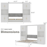 Bobve Farmhouse Murphy Bed Queen, 85" Wall Bed Folds to Save Space, Concealed Bed Frame with 2 Storage Cabinets and Wall Mounted Features for Apartment/Office/Guest Room Bobve