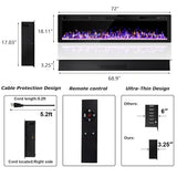 OFIKA Electric Fireplace Inserts Ultra-Thin Freestanding 750/1500W Electric Fireplace Heater Wall Mounted or Recessed Fireplace Electric with Adjustable Multicolor Flame,Timer (72 inch) OFIKA