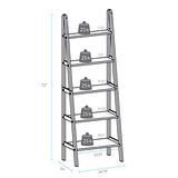 Espresso 5-Shelf Ladder Bookcase - 72-Inch Stylish Storage Solution Casual Home