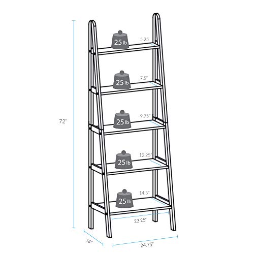 Espresso 5-Shelf Ladder Bookcase - 72-Inch Stylish Storage Solution - WoodArtSupply