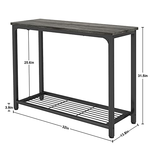 Ecoprsio Console Table Sofa Table with Mesh Shelves, 2 Tier Entryway Table Foyer Table for Entryway, Front Hall, Hallway, Sofa, Couch, Living Room, Coffee Bar, Kitchen, Grey, 32 Inch Ecoprsio