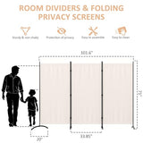 Kecreque 3 Panel Room Divider 6 Ft Folding Screen Room Dividers with 4 Curved Metal Feet Partition Wall Divider,Privacy Screens Portable Wall for Office,Bedrooms,Dining,Dorm,White Kecreque