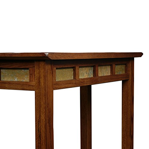 Leick Home 10059 Rustic Slate Tile Hall Console Sofa Table with Shelf, Rustic Oak Leick Home