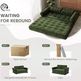 DSNAPE 59" Convertible Sofa Bed, 5-in-1 Folding Loveseat Sleeper Chair with Pillows Removable Armrests, Fold Out Boneless Couch Futon Floor Mattress Lounge for Apartment Dorm Living Room - Green, Full DSNAPE