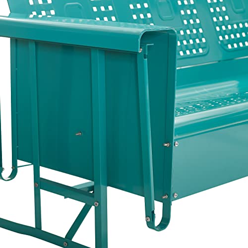 Crosley Furniture CO1023-TU Bates Retro Metal Outdoor Sofa Glider, Turquoise Gloss Crosley Furniture