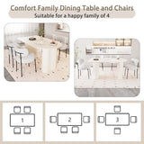 Hilknen Modern Cream Dining Table Set for 4, 5 Piece Dining Table and Chairs Set, 63" White Oval Dining Table with 4 Modern Chairs, Kitchen Table and Chairs Set for 4-6 Person Ideal for Dining Room Hilknen