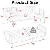 Majnesvon 71" Convertible Folding Sleeper Sofa Couch,Modern Velvet Loveseat Sleeper with 2 Pillows, Futon Sofa Bed with Mattress and Frame for Living Room,Bedroom,Small Space (Blue) Majnesvon