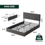 Zinus Billie Platform Bed Frame, Four Underbed Storage Drawers, Height Adjustable Headboard, Upholstered Style, King Zinus