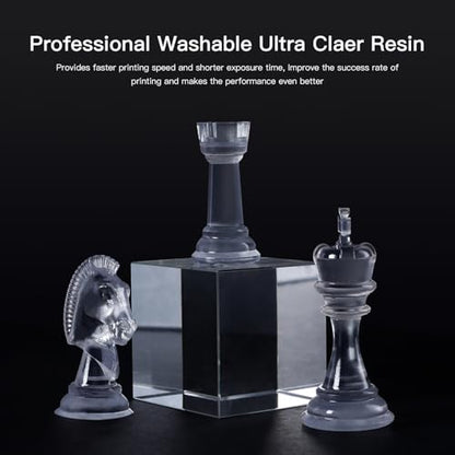 NOVA3D Ultra Clear Water Washable 3D Printer Resin High Precision 405nm LCD UV Fast Curing 3D Printing Resin for LCD DLP Resin 3D Printers, Resist Yellowing ＆ Low Odor (Ultra Clear, 1kg)