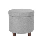 Homepop Home Decor | Upholstered Round Storage Ottoman | Ottoman with Storage for Living Room & Bedroom, Light Gray Tweed Large HomePop