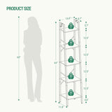 Hzuaneri 5-Tier Industrial Ladder Shelf in Rustic Brown with Hooks for Versatile Home Storage Hzuaneri