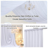 20ftx20ft White Backdrop Ceiling Drapes,4Panels 20ft Height Wrinkle Free Tent Draping Curtains, Fabric Drapery Ceiling Drapes for Wedding Ceremony Birthday Theme Parties with Rod Pocket Outpain