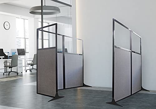 Versare Workstation Partition | Portable Wall Divider | Modern Office Cubicle | Free Standing Privacy Screen | Flexible Work Space | 66" x 70" Charcoal Gray Fabric Panels VERSARE