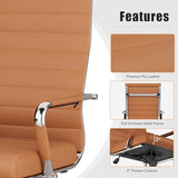 Okeysen Office Desk Chair, Ergonomic Leather Modern Conference Room Chairs, Executive Ribbed Height Adjustable Swivel Rolling Chair for Home Office. (Brown) Lepdep