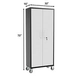 TOPKEY Metal Storage Cabinets Locker for Home Office, 72" Garage Storage Cabinet with Wheels, Lockable Door & Adjustable Shelves, Tall Large Steel Cabinet for Garage, Classroom, Laundry, Utility Room TOPKEY