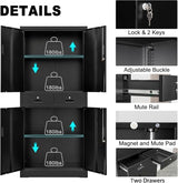 GarveeHome Garage Storage Cabinet, 73'' Metal Storage Cabinet with Wheels and Adjustable Shelves, Heavy Duty Storage Cabinet with Locking Doors and 2 Drawers for Office and Garage, Black GarveeHome