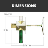Gorilla Playsets 01-0021-GREY Nantucket II Wood Swing Set with Wood Roof, Two Swings, Grey Slide, Sandbox Area, Rock Wall, Redwood Color Gorilla Playsets
