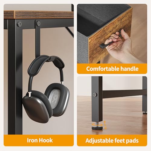 CubiCubi Computer Desk with 2 Drawers, 40 Inch Small Home Office Desk with Storage Study Writing Table, Light Brown CubiCubi