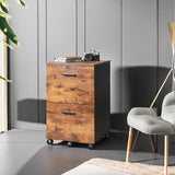DEVAISE 2 Drawer File Cabinet, Mobile Printer Stand, Wood Filing Cabinet fits A4 or Letter Size for Home Office, Rustic Brown DEVAISE