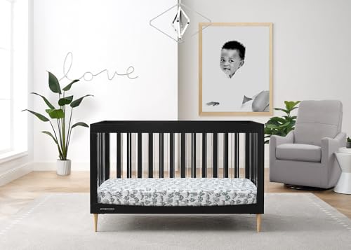 Delta Children Austin Acrylic 4-in-1 Convertible Baby Crib - Greenguard Gold Certified, Midnight Grey/Natural Delta Children