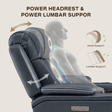 Watson & Whitely Super Zero Gravity Recliner Chair, Oversized Genuine Leather Electric Recliner W Power Adjustable Headrest & Lumbar Support Hidden Storage for Living Room, Navy Blue