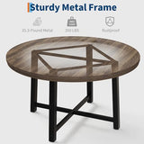 IDEALHOUSE 47" Round Dining Table for 4, Kitchen Dining Room Table with Sturdy Metal Frame, Wood Circle Kitchen Table for Space Saving -Brown IDEALHOUSE