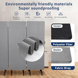 72" X 66" partition Room dividers, 3 Panel Sound Proof Dividers for Office Partitions, Room Divider Privacy Panel with Wheels, Portable Temporary Wall for Office, Studio, School, Hospital(Light Gray) Generic