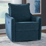 Signature Design by Ashley McBurg Contemporary Swivel Power Recliner with USB Ports, Blue Signature Design by Ashley